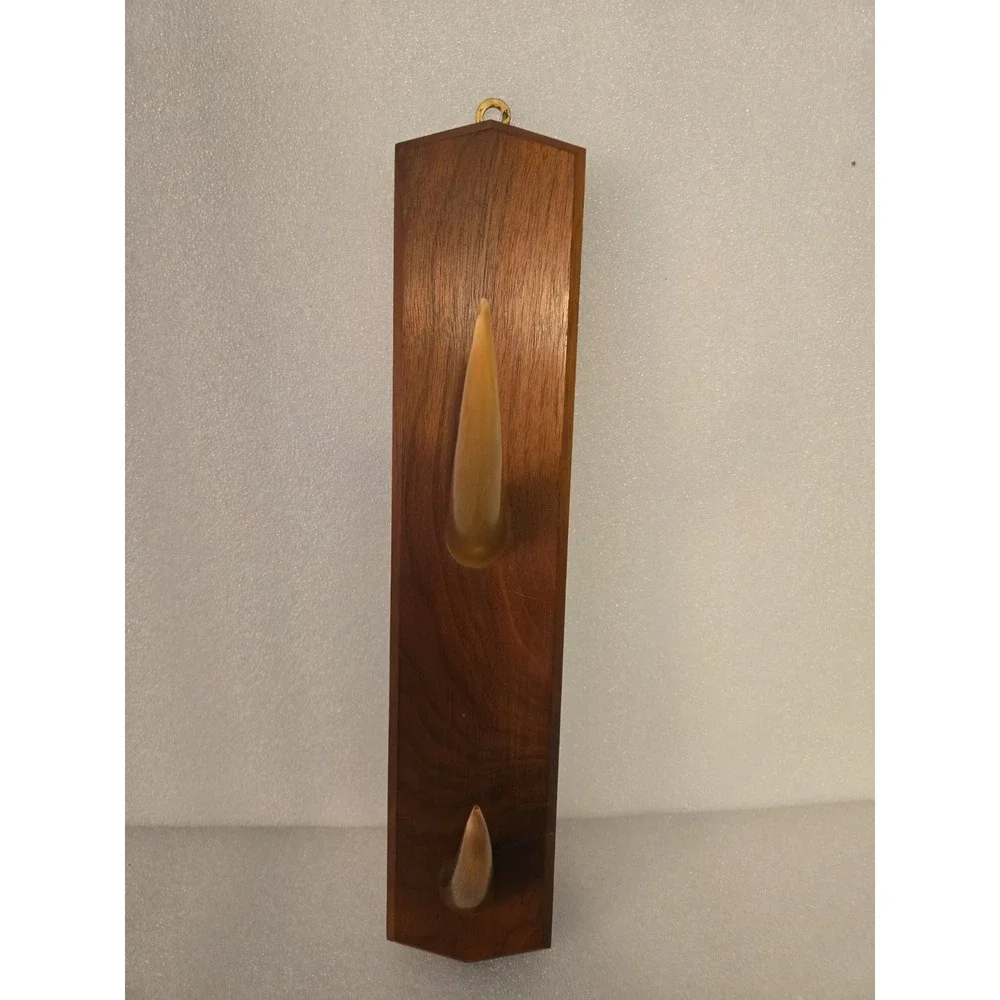 Mid Century Modern Wood Wall Coat Rack 2 Horn Hooks Teak Danish Style Vtg 15